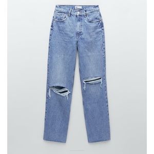 Zara HI Rise Wide Leg Full Length Jeans